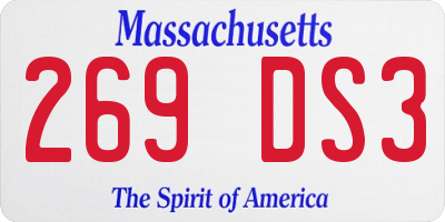 MA license plate 269DS3