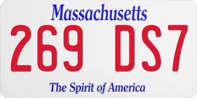 MA license plate 269DS7
