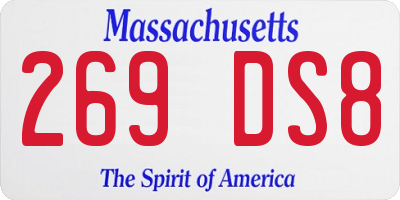 MA license plate 269DS8
