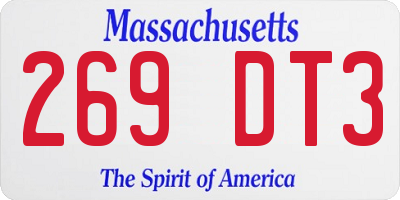 MA license plate 269DT3
