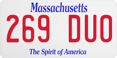 MA license plate 269DU0
