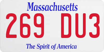 MA license plate 269DU3