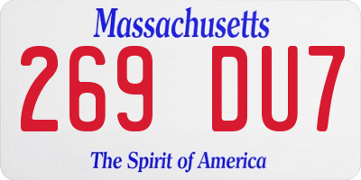 MA license plate 269DU7