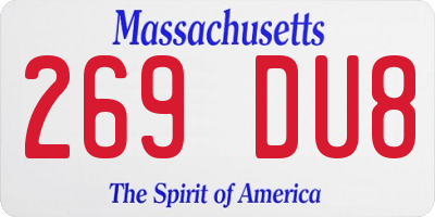 MA license plate 269DU8
