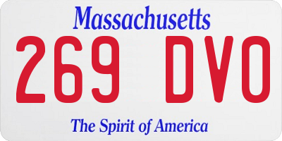 MA license plate 269DV0