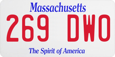 MA license plate 269DW0