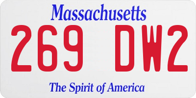 MA license plate 269DW2