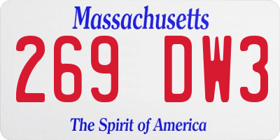 MA license plate 269DW3