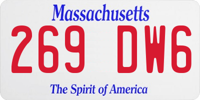 MA license plate 269DW6