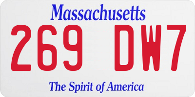 MA license plate 269DW7