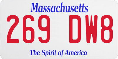MA license plate 269DW8