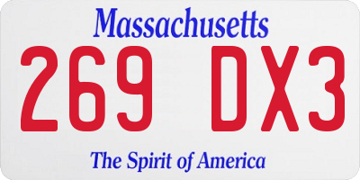 MA license plate 269DX3