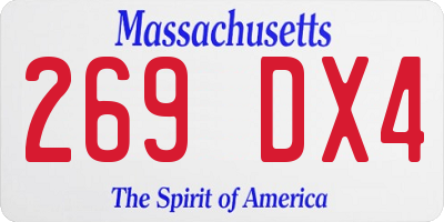 MA license plate 269DX4