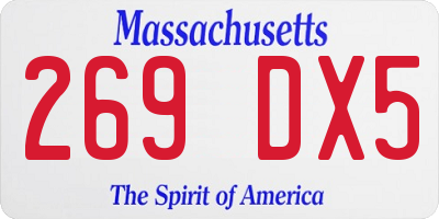 MA license plate 269DX5