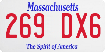 MA license plate 269DX6