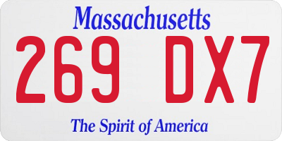 MA license plate 269DX7