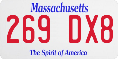 MA license plate 269DX8