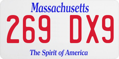 MA license plate 269DX9