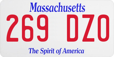 MA license plate 269DZ0
