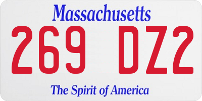 MA license plate 269DZ2