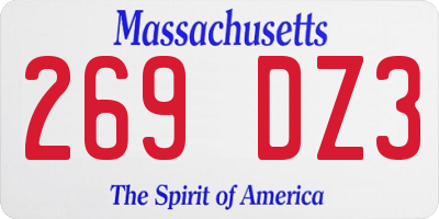 MA license plate 269DZ3