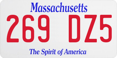 MA license plate 269DZ5