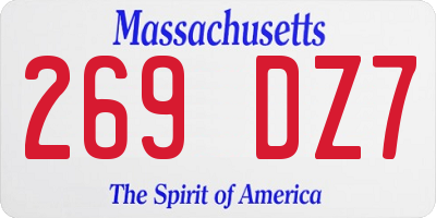 MA license plate 269DZ7