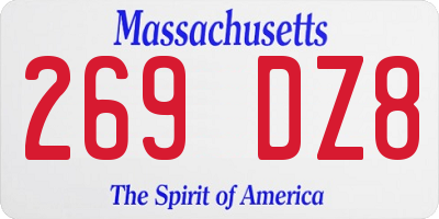 MA license plate 269DZ8