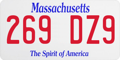 MA license plate 269DZ9