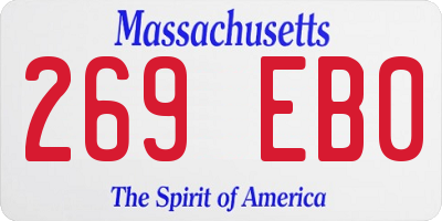 MA license plate 269EB0