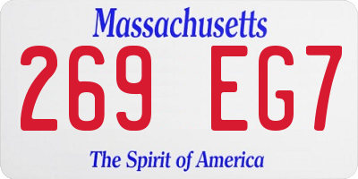 MA license plate 269EG7