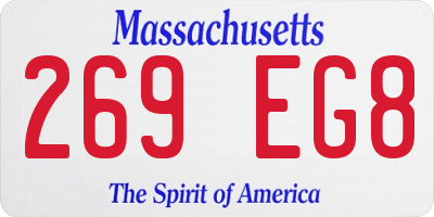 MA license plate 269EG8