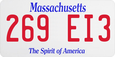 MA license plate 269EI3