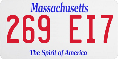 MA license plate 269EI7