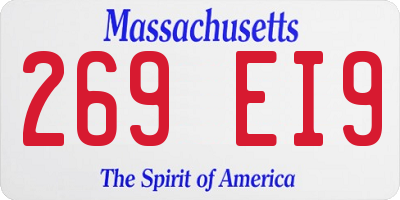 MA license plate 269EI9