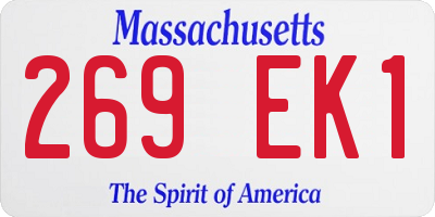 MA license plate 269EK1