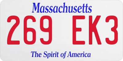 MA license plate 269EK3