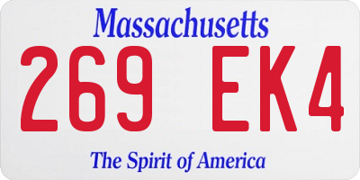 MA license plate 269EK4