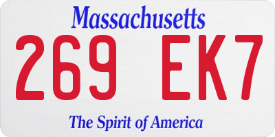 MA license plate 269EK7