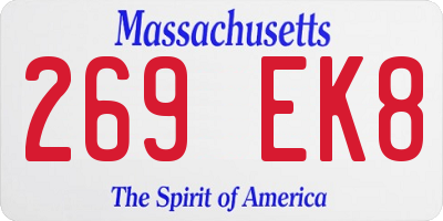 MA license plate 269EK8