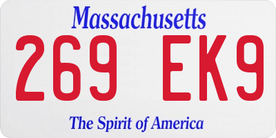 MA license plate 269EK9