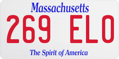 MA license plate 269EL0