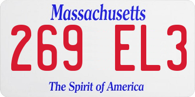 MA license plate 269EL3