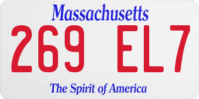 MA license plate 269EL7