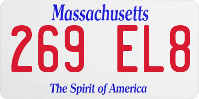 MA license plate 269EL8