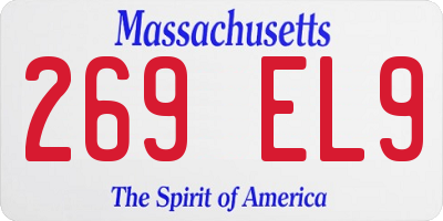 MA license plate 269EL9