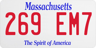 MA license plate 269EM7
