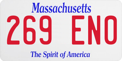 MA license plate 269EN0