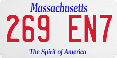 MA license plate 269EN7