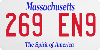 MA license plate 269EN9